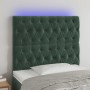 Headboard with LED lights dark green velvet 90x7x118/128 cm by , Headboards and footboards - Ref: Foro24-3122799, Price: 92,9...