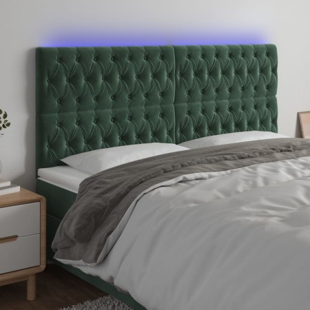 Headboard with LED lights dark green velvet 180x7x118/128 cm by , Headboards and footboards - Ref: Foro24-3122823, Price: 164...