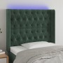 Cabecero con LED de terciopelo verde oscuro 93x16x118/128 cm de , Cabeceros y pies de cama - Ref: Foro24-3124423, Precio: 104...