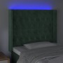 Cabecero con LED de terciopelo verde oscuro 93x16x118/128 cm de , Cabeceros y pies de cama - Ref: Foro24-3124423, Precio: 104...