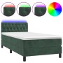 Box spring bed with mattress and LED dark green velvet 100x200cm by , Beds and slatted bases - Ref: Foro24-3134570, Price: 36...