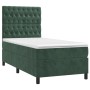 Box spring bed with mattress and LED dark green velvet 90x190 cm by , Beds and slatted bases - Ref: Foro24-3136278, Price: 37...