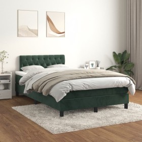 Cama box spring con colchón terciopelo verde oscuro 120x200 cm de , Camas y somieres - Ref: Foro24-3141476, Precio: 373,99 €,...