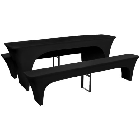 3 black stretchable covers for table and 2 benches 220x50x80 cm by vidaXL, Covers - Ref: Foro24-130794, Price: 32,04 €, Disco...