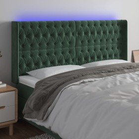 Dark green velvet LED headboard 183x16x118/128 cm by , Headboards and footboards - Ref: Foro24-3124447, Price: 176,31 €, Disc...