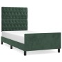 Dark green velvet bed frame with headboard 90x200 cm by , Beds and slatted bases - Ref: Foro24-3125919, Price: 162,99 €, Disc...