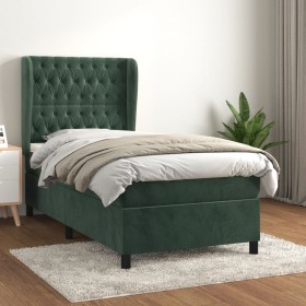 Cama box spring con colchón terciopelo verde oscuro 90x190 cm de , Camas y somieres - Ref: Foro24-3129366, Precio: 383,93 €, ...