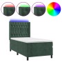 Box spring bed with mattress and LED dark green velvet 90x190 cm by , Beds and slatted bases - Ref: Foro24-3139718, Price: 39...