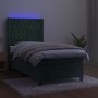 Box spring bed with mattress and LED dark green velvet 90x190 cm by , Beds and slatted bases - Ref: Foro24-3139718, Price: 39...