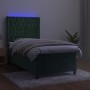 Cama box spring colchón y LED terciopelo verde oscuro 90x200 cm de , Camas y somieres - Ref: Foro24-3139724, Precio: 381,99 €...