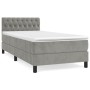 Box spring bed with light gray velvet mattress 100x200 cm by , Beds and slatted bases - Ref: Foro24-3141467, Price: 362,99 €,...