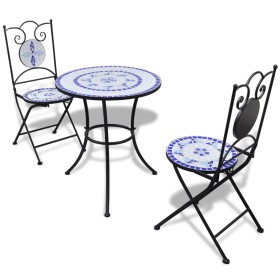 3-piece garden table and chairs set with blue and white mosaic by vidaXL, Garden sets - Ref: Foro24-271771, Price: 208,91 €, ...