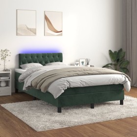 Box spring bed with mattress and LED dark green velvet 120x200cm by , Beds and slatted bases - Ref: Foro24-3134576, Price: 38...