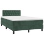 Cama box spring colchón y LED terciopelo verde oscuro 120x200cm de , Camas y somieres - Ref: Foro24-3134576, Precio: 423,44 €...