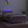 Box spring bed with mattress and LED pink velvet 90x190 cm by , Beds and slatted bases - Ref: Foro24-3134560, Price: 327,84 €...