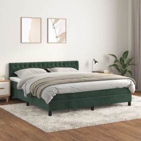 Cama box spring con colchón terciopelo verde oscuro 180x200 cm de , Camas y somieres - Ref: Foro24-3141500, Precio: 550,26 €,...