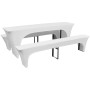 3 fundas blancas estirables para mesa y 2 bancos 220x70x80 cm de vidaXL, Fundas - Ref: Foro24-130793, Precio: 34,07 €, Descue...