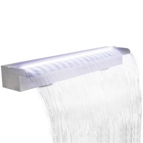 Fuente cascada rectangular LED piscina acero inoxidable 90 cm de vidaXL, Fuentes y cascadas - Ref: Foro24-41674, Precio: 161,...