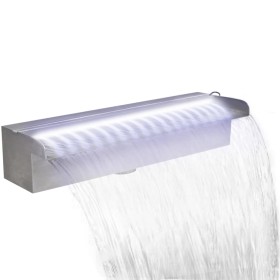 Fuente cascada rectangular LED piscina acero inoxidable 45 cm de vidaXL, Fuentes y cascadas - Ref: Foro24-41672, Precio: 77,9...