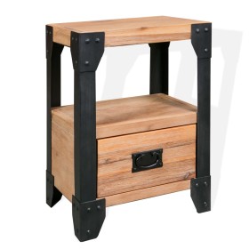 Mesita de noche de madera maciza acacia y acero 40x30x54 cm de vidaXL, Mesitas de noche - Ref: Foro24-244993, Precio: 84,99 €...