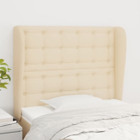 Cabecero con orejas de tela color crema 83x23x118/128 cm de , Cabeceros y pies de cama - Ref: Foro24-3118369, Precio: 78,99 €...