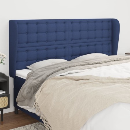 Cabecero con orejas de tela azul 203x23x118/128 cm de , Cabeceros y pies de cama - Ref: Foro24-3118418, Precio: 132,34 €, Des...