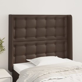 Headboard with brown synthetic leather ears 93x16x118/128 cm by , Headboards and footboards - Ref: Foro24-3119661, Price: 80,...