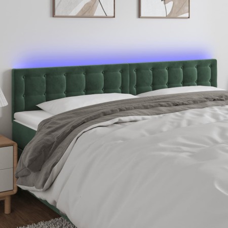 Cabecero con LED de terciopelo verde oscuro 180x5x78/88 cm de , Cabeceros y pies de cama - Ref: Foro24-3122109, Precio: 75,24...