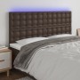 Headboard with LED lights brown synthetic leather 200x5x118/128 cm by , Headboards and footboards - Ref: Foro24-3122535, Pric...