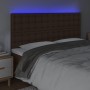 Headboard with LED lights brown synthetic leather 200x5x118/128 cm by , Headboards and footboards - Ref: Foro24-3122535, Pric...