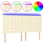 Headboard with LED lights cream synthetic leather 180x5x118/128 cm by , Headboards and footboards - Ref: Foro24-3122528, Pric...