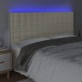 Cabecero con luces LED cuero sintético crema 180x5x118/128 cm de , Cabeceros y pies de cama - Ref: Foro24-3122528, Precio: 13...