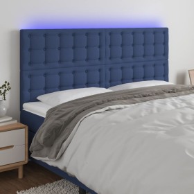 Headboard with LED lights blue fabric 160x5x118/128 cm by , Headboards and footboards - Ref: Foro24-3122870, Price: 130,15 €,...