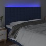 Headboard with LED lights blue fabric 160x5x118/128 cm by , Headboards and footboards - Ref: Foro24-3122870, Price: 130,06 €,...