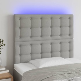 Headboard with LED lights light gray fabric 80x5x118/128 cm by , Headboards and footboards - Ref: Foro24-3122832, Price: 63,2...