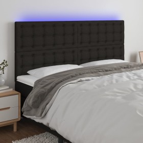 Cabecero con luces LED tela negro 160x5x118/128 cm de , Cabeceros y pies de cama - Ref: Foro24-3122866, Precio: 130,99 €, Des...