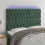 Headboard with LED lights dark green velvet 144x7x118/128 cm by , Headboards and footboards - Ref: Foro24-3122811, Price: 147...