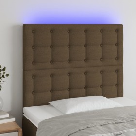 Cabecero con luces LED tela marrón oscuro 100x5x118/128 cm de , Cabeceros y pies de cama - Ref: Foro24-3122851, Precio: 80,99...