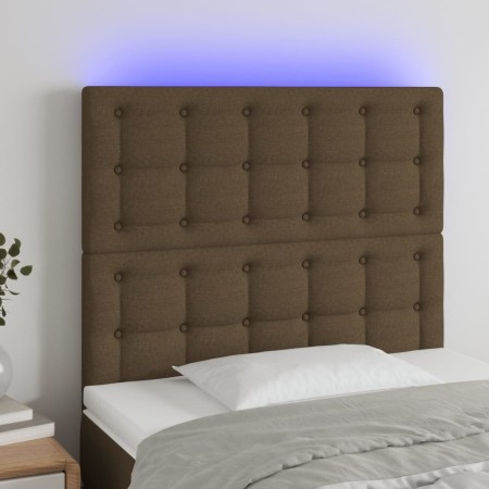 Headboard with LED lights dark brown fabric 100x5x118/128 cm by , Headboards and footboards - Ref: Foro24-3122851, Price: 81,...