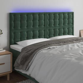 Cabecero con luces LED terciopelo verde oscuro 180x5x118/128 cm de , Cabeceros y pies de cama - Ref: Foro24-3122921, Precio: ...