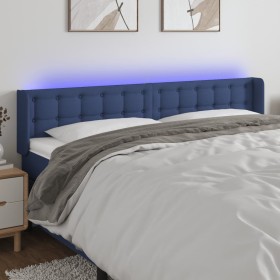 Blue fabric headboard with LED 163x16x78/88 cm by , Headboards and footboards - Ref: Foro24-3123682, Price: 78,99 €, Discount: %