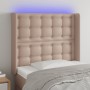 Cabecero con LED cuero sintético capuchino 103x16x118/128cm de , Cabeceros y pies de cama - Ref: Foro24-3124137, Precio: 89,7...