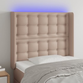 Headboard with LED cappuccino synthetic leather 103x16x118/128cm by , Headboards and footboards - Ref: Foro24-3124137, Price:...