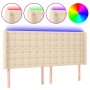 Cream fabric headboard with LED 163x16x118/128 cm by , Headboards and footboards - Ref: Foro24-3124493, Price: 141,09 €, Disc...