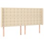 Cream fabric headboard with LED 163x16x118/128 cm by , Headboards and footboards - Ref: Foro24-3124493, Price: 141,09 €, Disc...