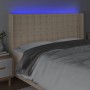 Cream fabric headboard with LED 163x16x118/128 cm by , Headboards and footboards - Ref: Foro24-3124493, Price: 141,09 €, Disc...