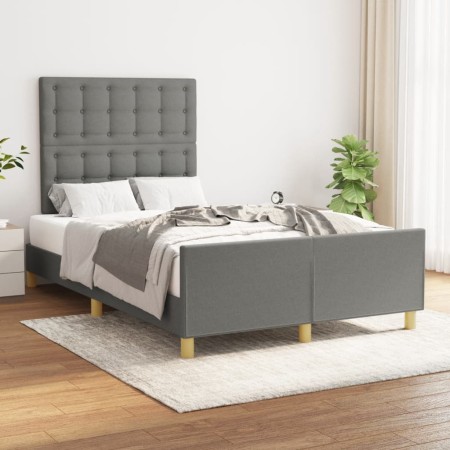 Estructura de cama con cabecero de tela gris oscuro 120x200 cm de , Camas y somieres - Ref: Foro24-3125366, Precio: 164,45 €,...