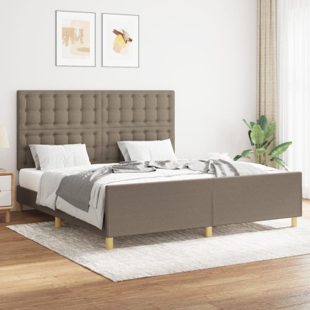 Bed frame with headboard in taupe gray fabric 160x200 cm by , Beds and slatted bases - Ref: Foro24-3125393, Price: 233,95 €, ...