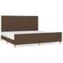 Bed frame with headboard in dark brown fabric 200x200cm by , Beds and slatted bases - Ref: Foro24-3125408, Price: 260,49 €, D...