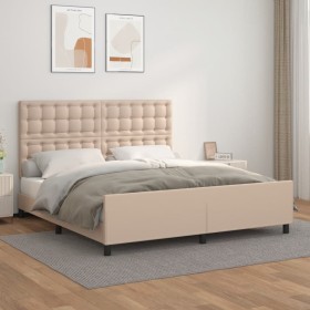 Estructura de cama cabecero cuero sintético capuchino 180x200cm de , Camas y somieres - Ref: Foro24-3125590, Precio: 283,70 €...